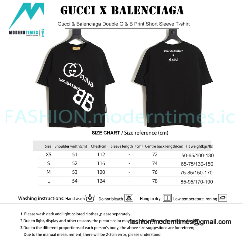 Gucci - Balenciaga Double G-B Print Short Sleeve T-shirt Gucci - Balenciaga Double G-B Print Short Sleeve T-shirt